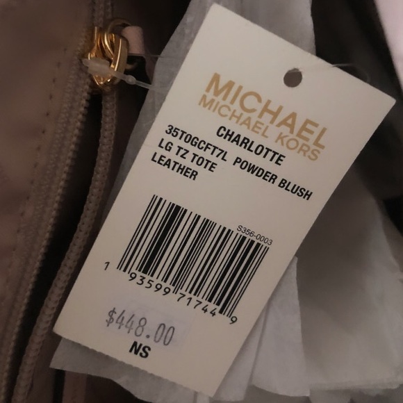 🎉HP🎉MICHAEL KORS • Charlotte Large Leather Tote in Powder Blush • NWT - Picture 5 of 5